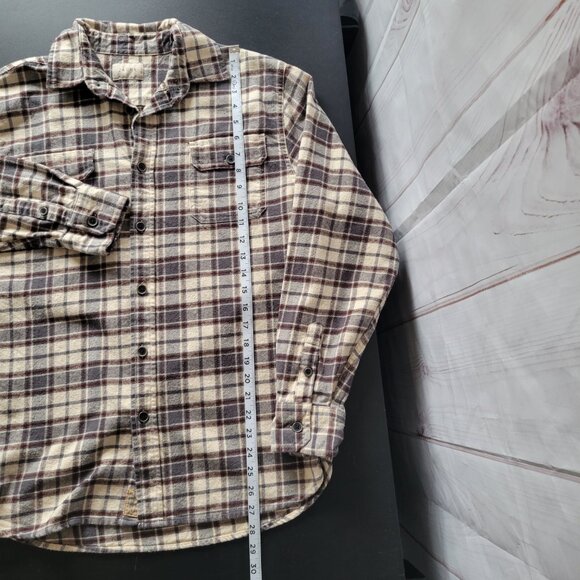 JACHS Long Sleeve Flannel Men M Button Up Shirt. Gray/Brown 100% Cotton Plaid - Picture 8 of 9